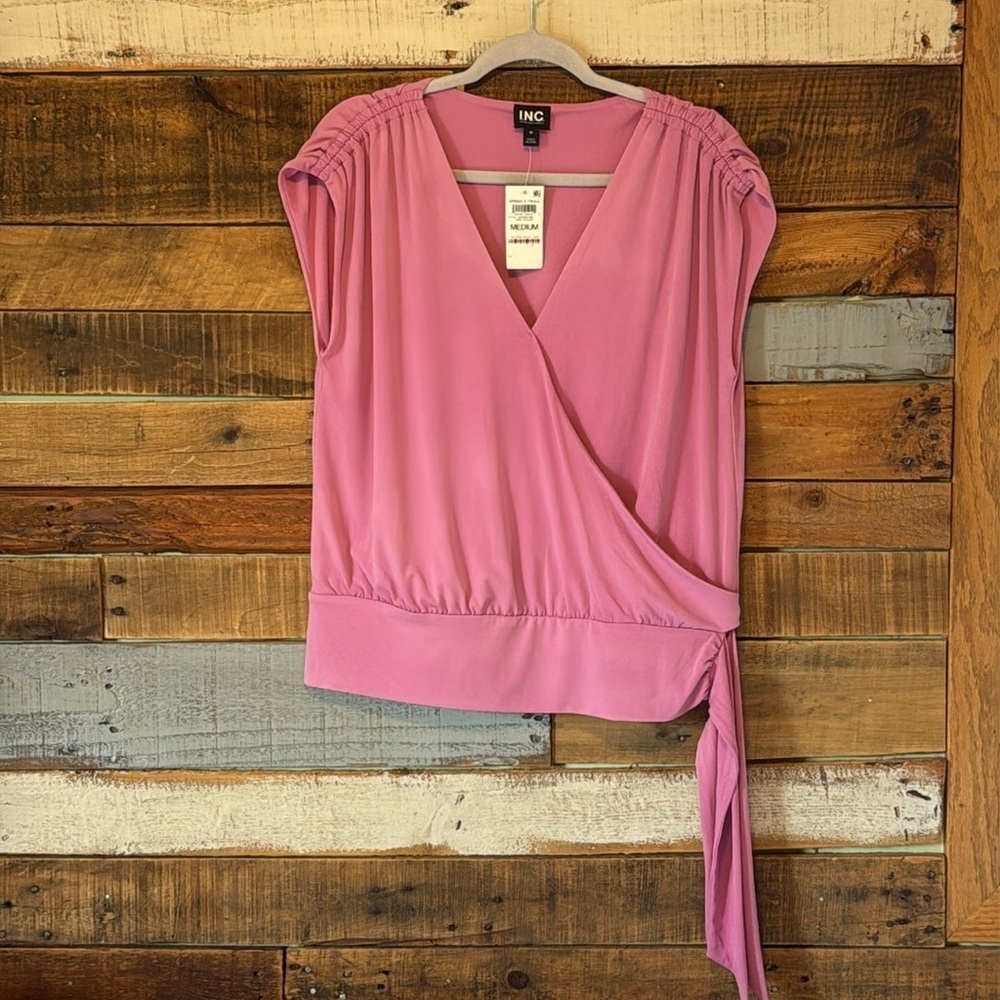 NWT I.N.C. International Concepts Surplice Top - Picture 2 of 4